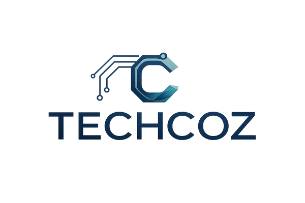 A professional fancy technology feel brand logo named "Techcoz" 
